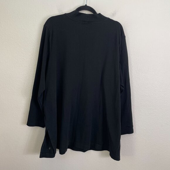 Isaac Mizrahi Live Essentials Womens Plus 3X Black 3/4 Sleeve Pima Tunic Top - Picture 11 of 11